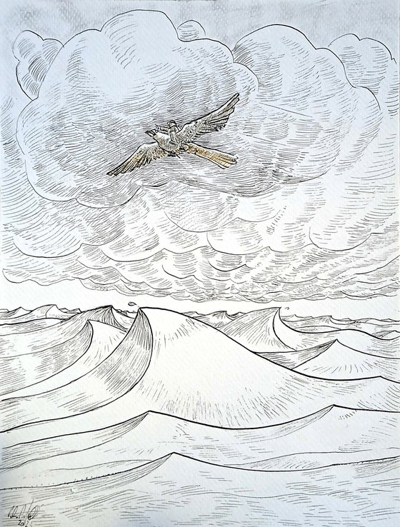 Flight over the sea