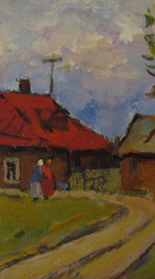 House with a red roof by Viktoriia Pidvarchan