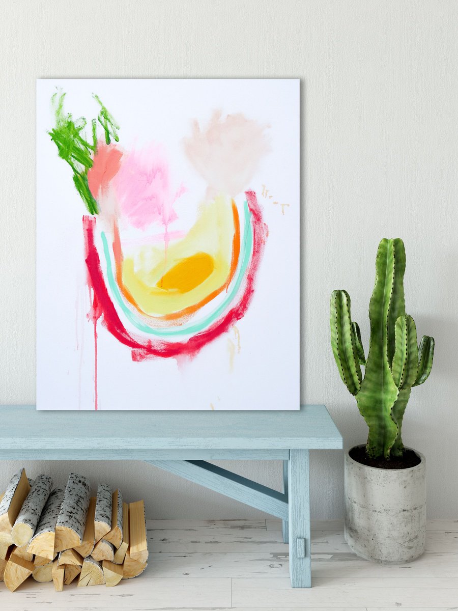 Organic Abstract Oil Painting By Suzie Cumming, 31 X 39", Let It Be, Original Artwork