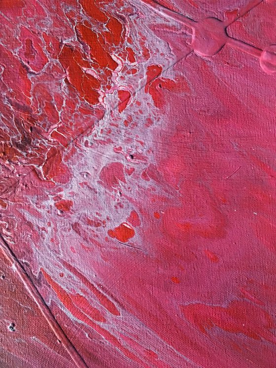 "Crimson Tide" - Original Abstract PMS Fluid Acrylic Painting - 24 x 12 inches