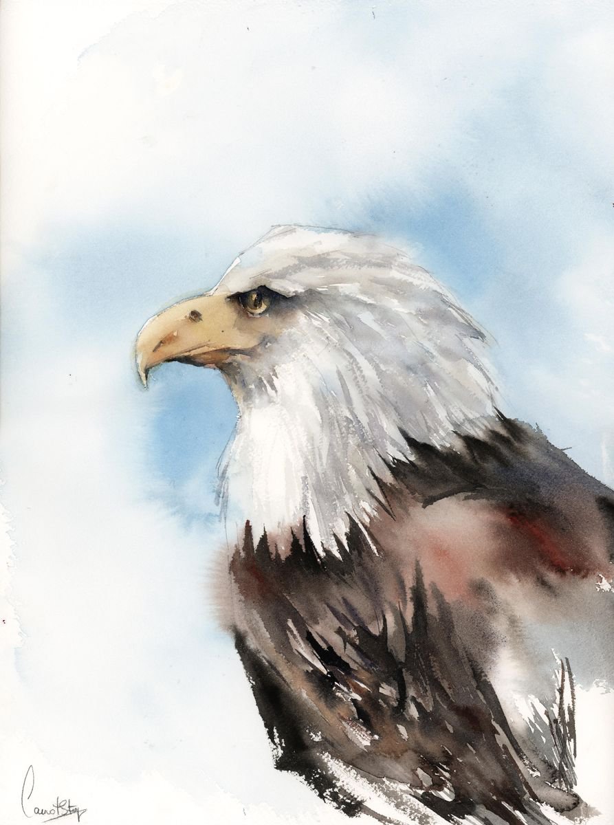 American Eagle watercolor painting by Sophie Rodionov