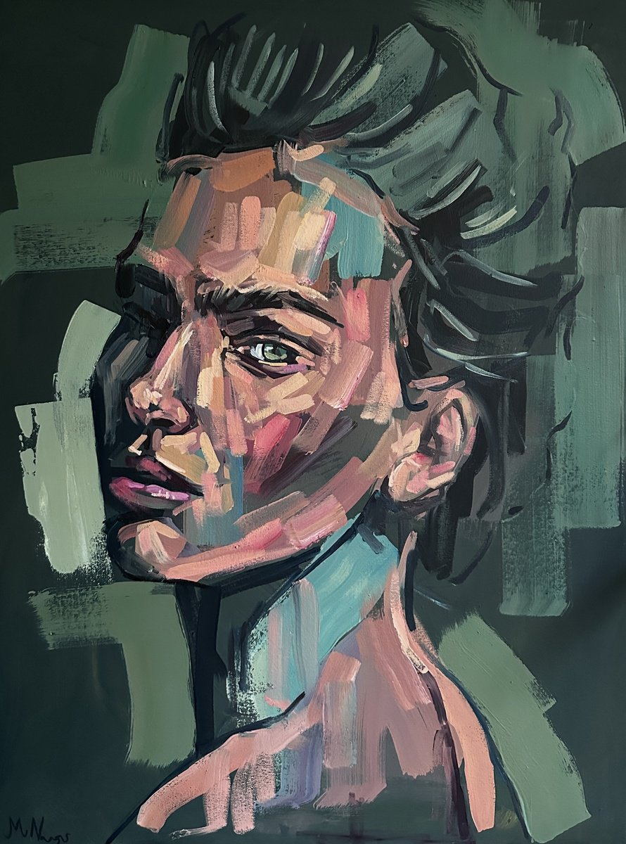 Urban And Pop Portrait Oil Painting By Emmanouil Nanouris, 24 X 31, Glamour, Original Artwork