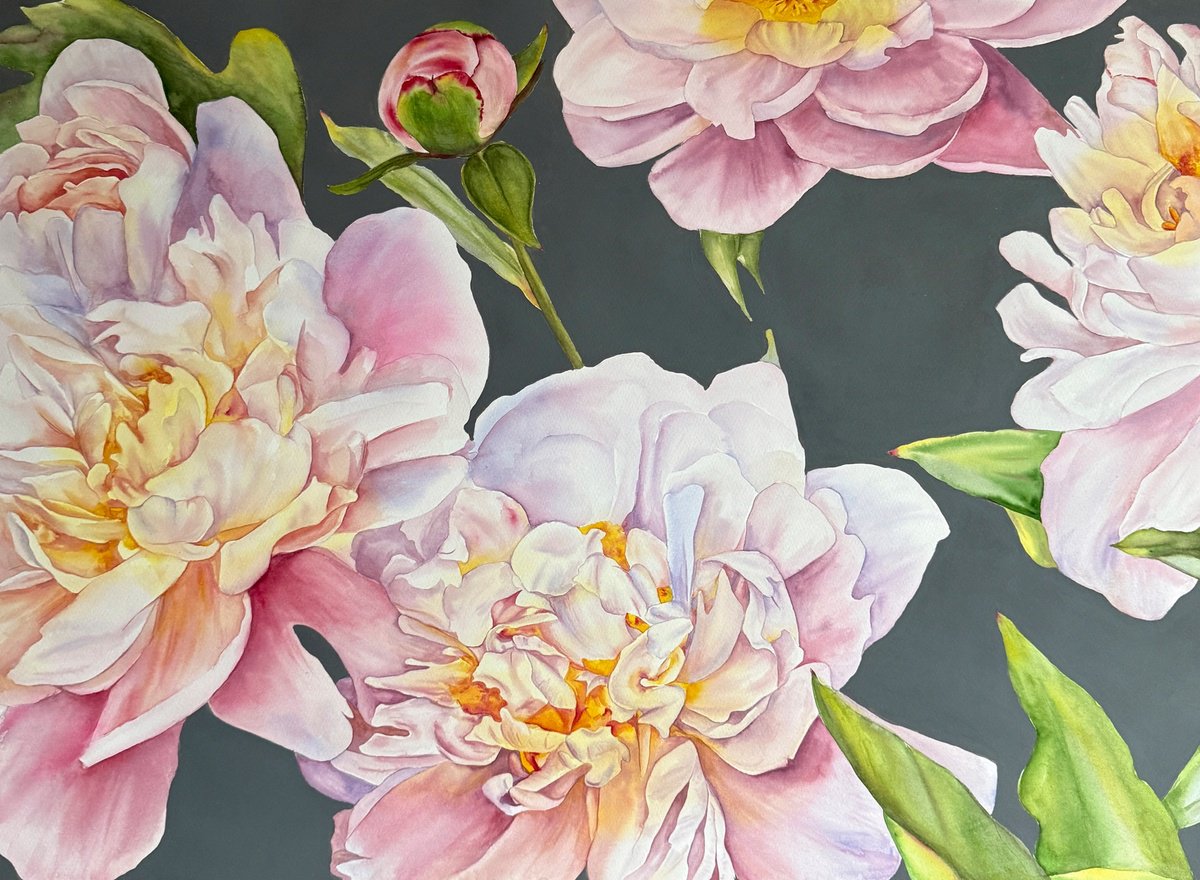 Impressionistic Botanical Painting By Anna Lyashenko, 29 X 21, Inner Gardens, Original Artwork