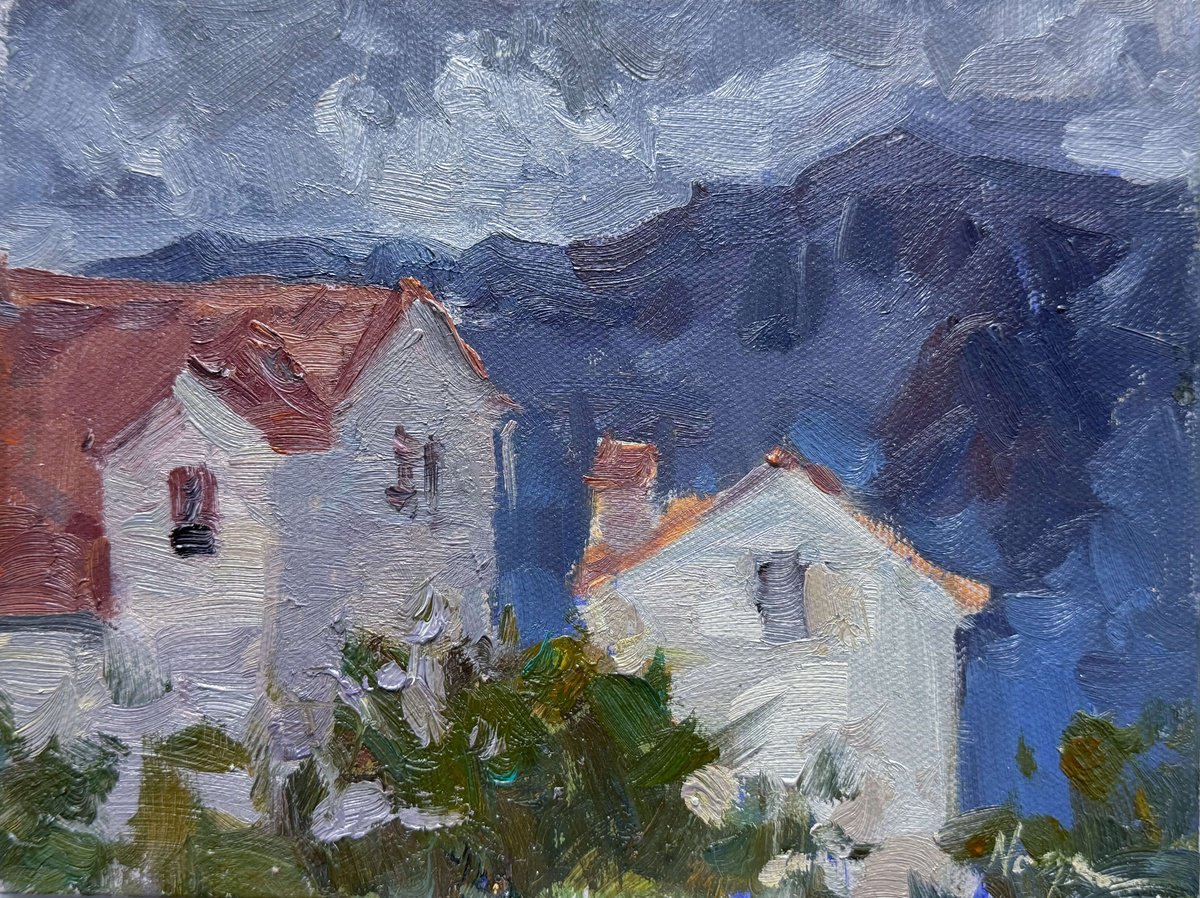 Impressionistic Cityscapes Oil Painting By Nataliia Nosyk, 8 X 6", Old Stone Houses, Original Artwork