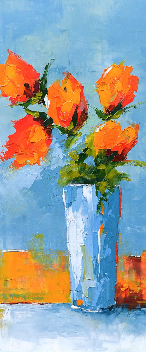 Modern still life painting. Flowers in vase by Marinko Šaric