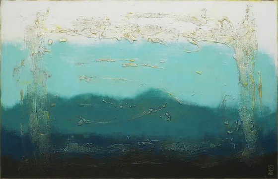 Oceanic Blues Large - Abstract Blue Landscape Painting - Ronald Hunter - 41O