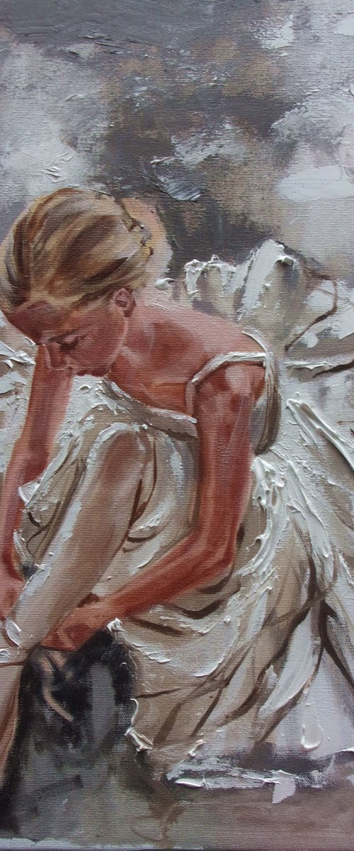 " AFTER ... " ballet original painting palette knife GIFT MODERN URBAN ART OFFICE ART DECOR HOME DECOR GIFT IDEA by Monika Luniak