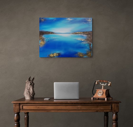 A large original modern semi-abstract seascape painting "Depth of the sea"