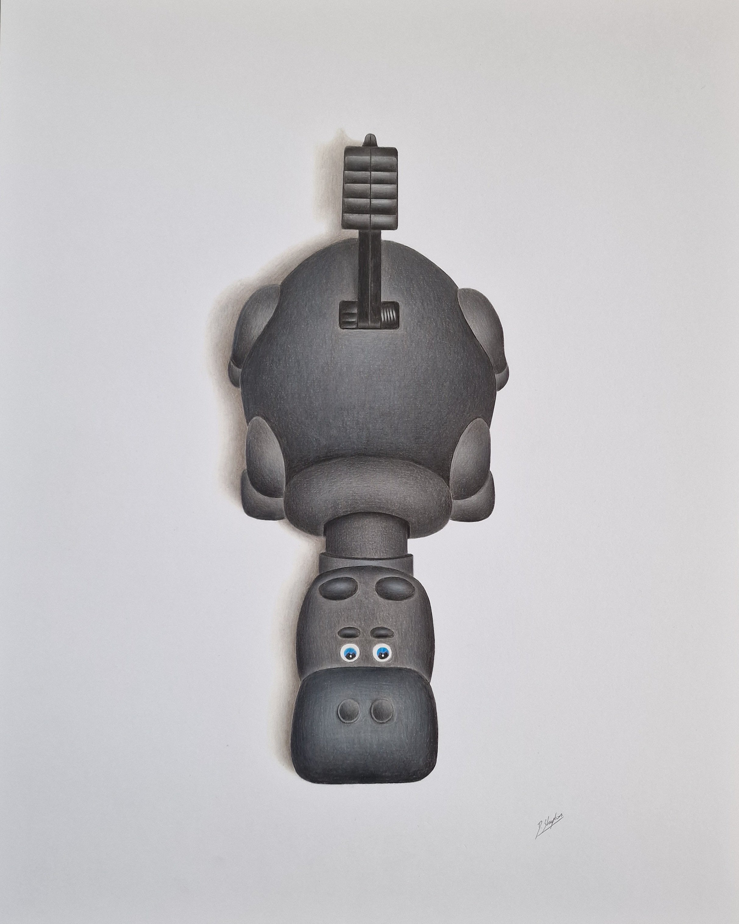 Urban And Pop Still Life Pencil Drawing By Daniel Shipton, 16 X 20, Hippo A Pencil Drawing (Black), Original Artwork