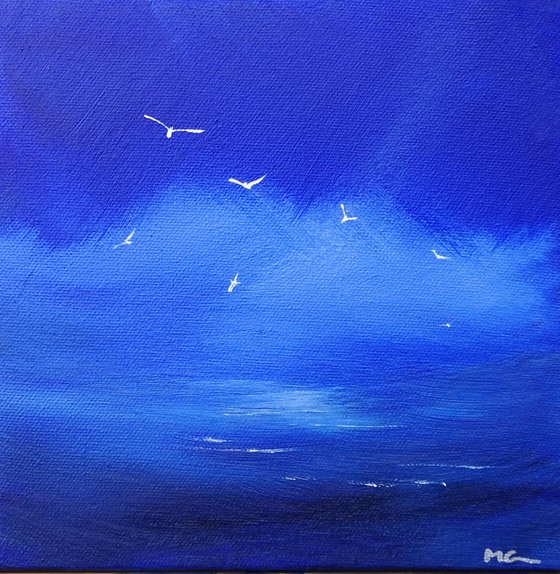 Free as a Bird 4 - seascape, blue, small, gorgeous