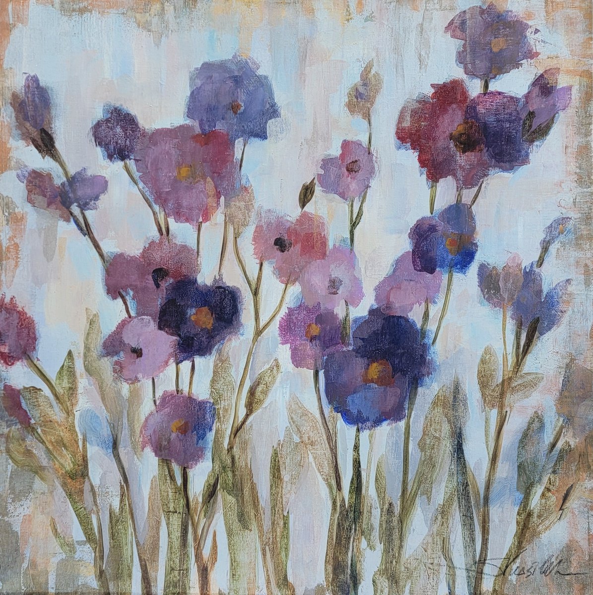  Abstracted Floral In Purple By Silvia Vassileva, 26 X 26, Artwork For Sale On Artfinder