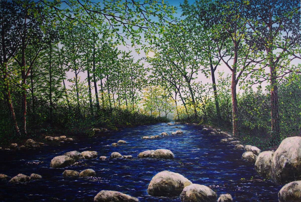 A Secret Forest River By Hazel Thomson, 59 X 39, Artwork For Sale On Artfinder
