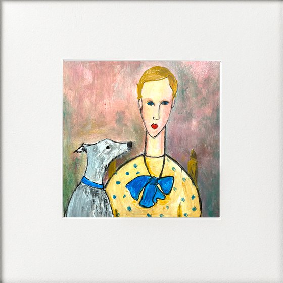 Woman with Lurcher Dog