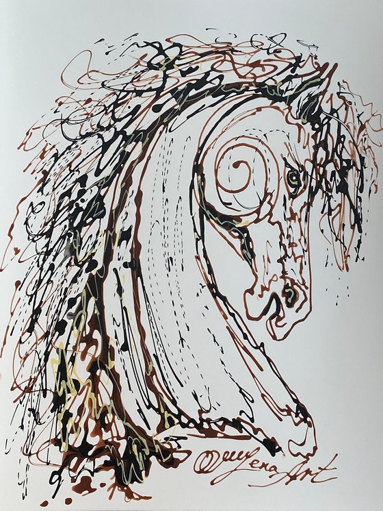 Dark Stallion Design Pollock inspired and Line Drawing