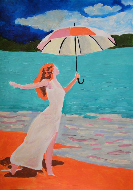 Girl with umbrella AP / 42 x 29.7 cm