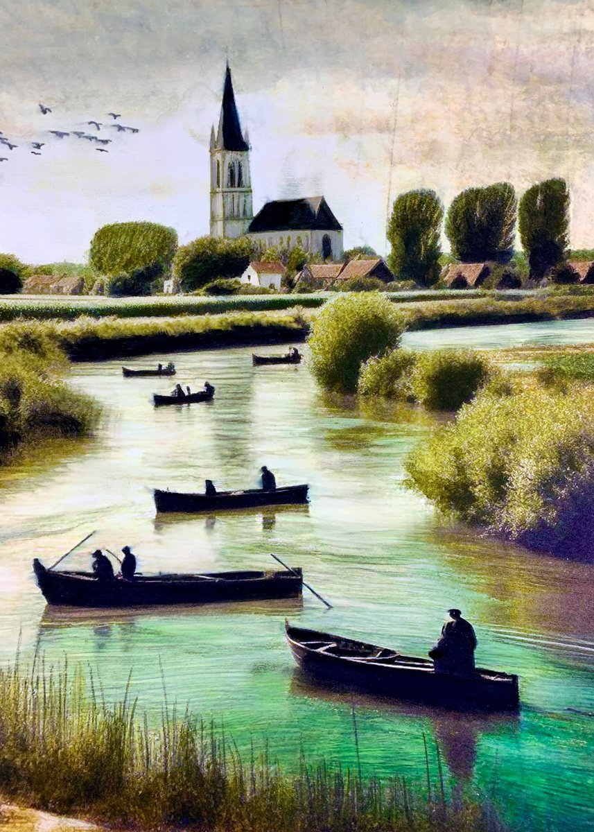 Impressionistic Landscape Acrylic Painting By Sinisa Alujevic, 12 X 17", Glistening Waters, Original Artwork