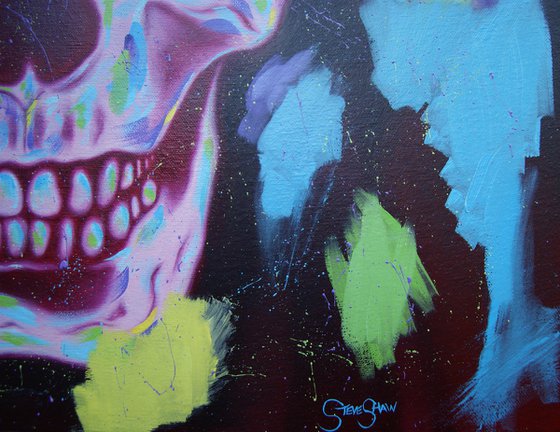 Disco Skull ( on canvas ) Free Shipping