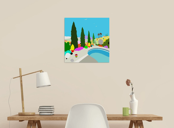 The pool (La piscina) (pop art, landscape)