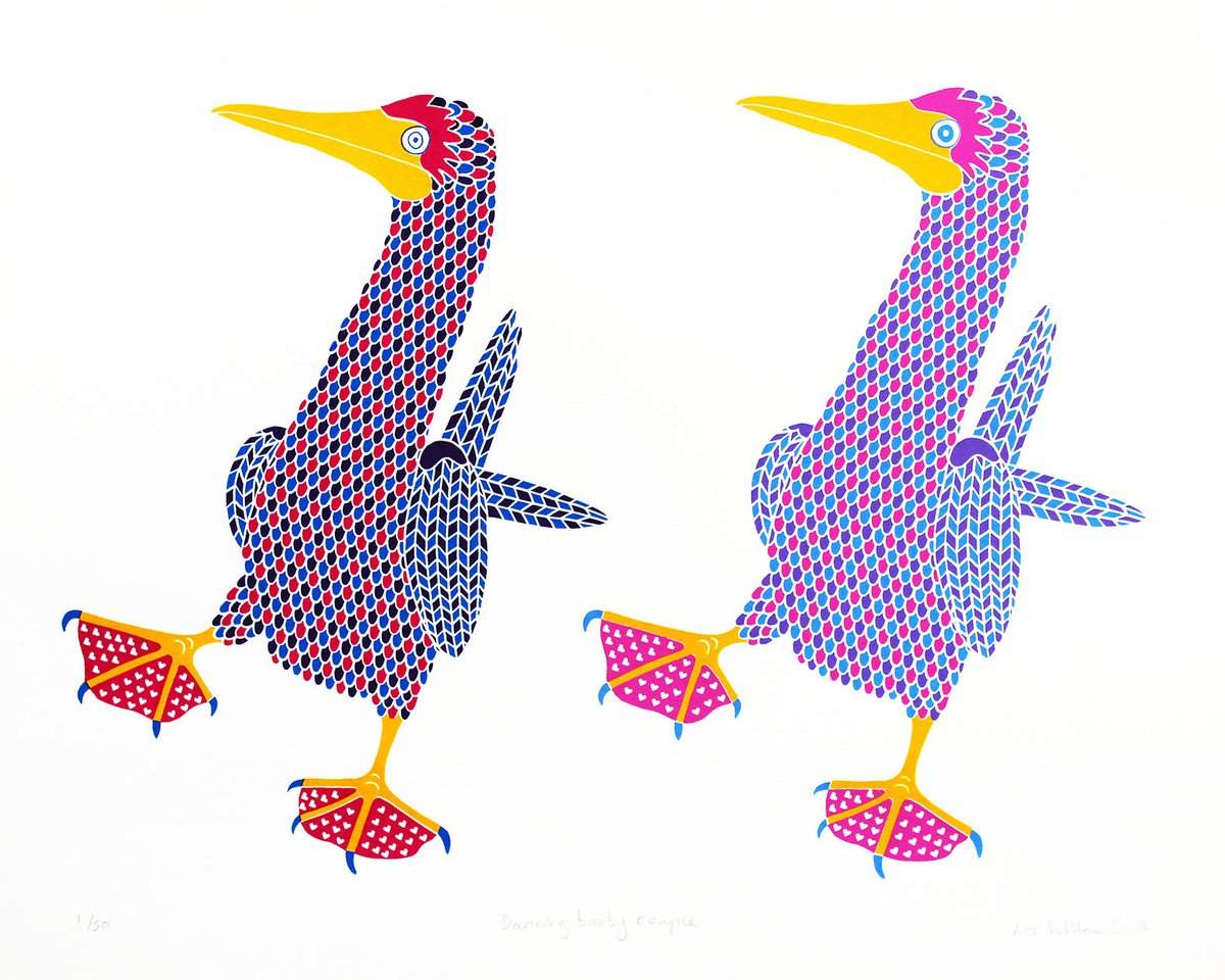Dancing booby couple by Liz Whiteman Smith
