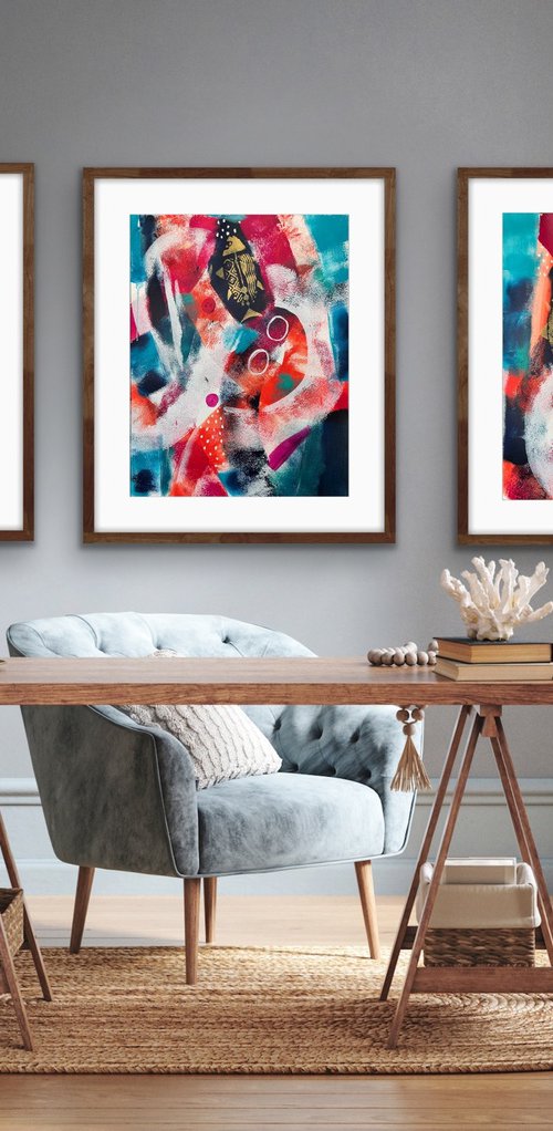 Go with the Flow (Triptych) by Rashna Hackett