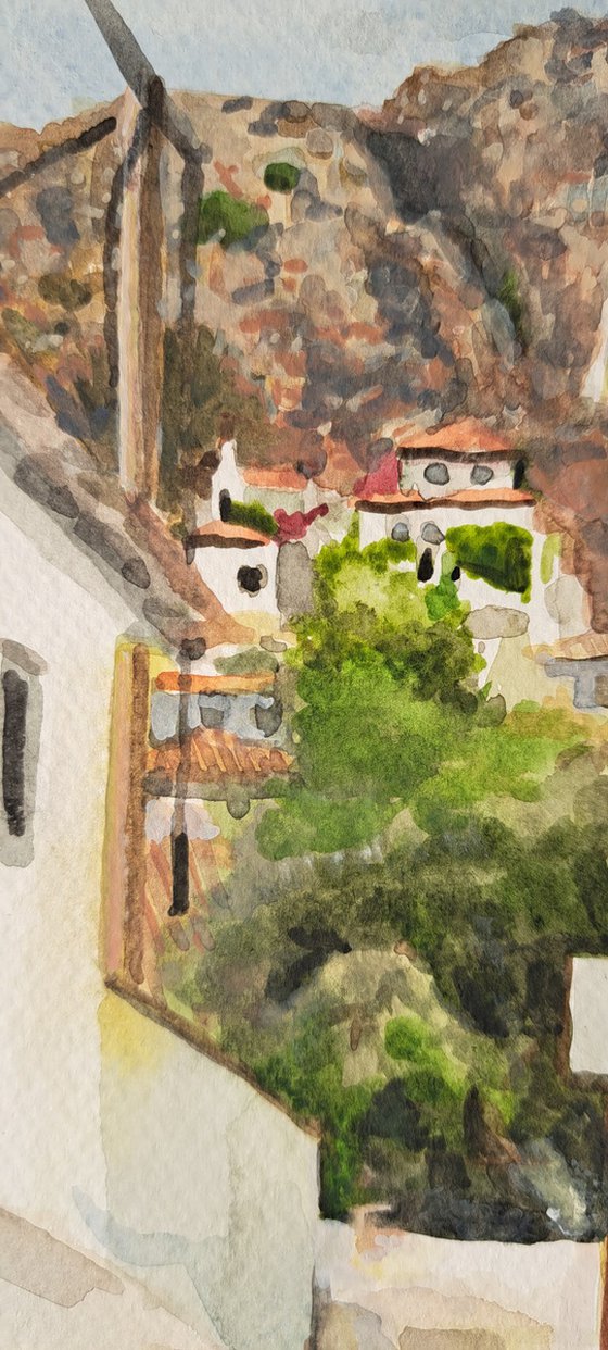 Hydra island watercolor