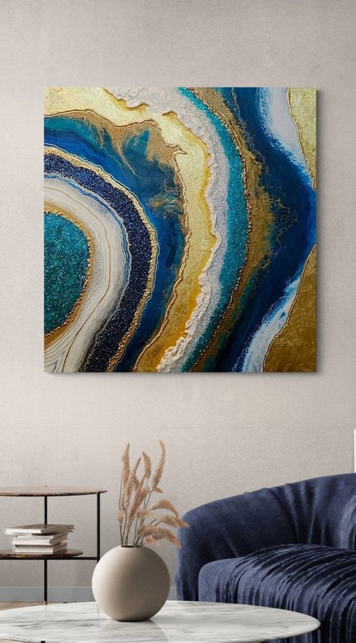 Blue and Gold Geode by Jane Biven