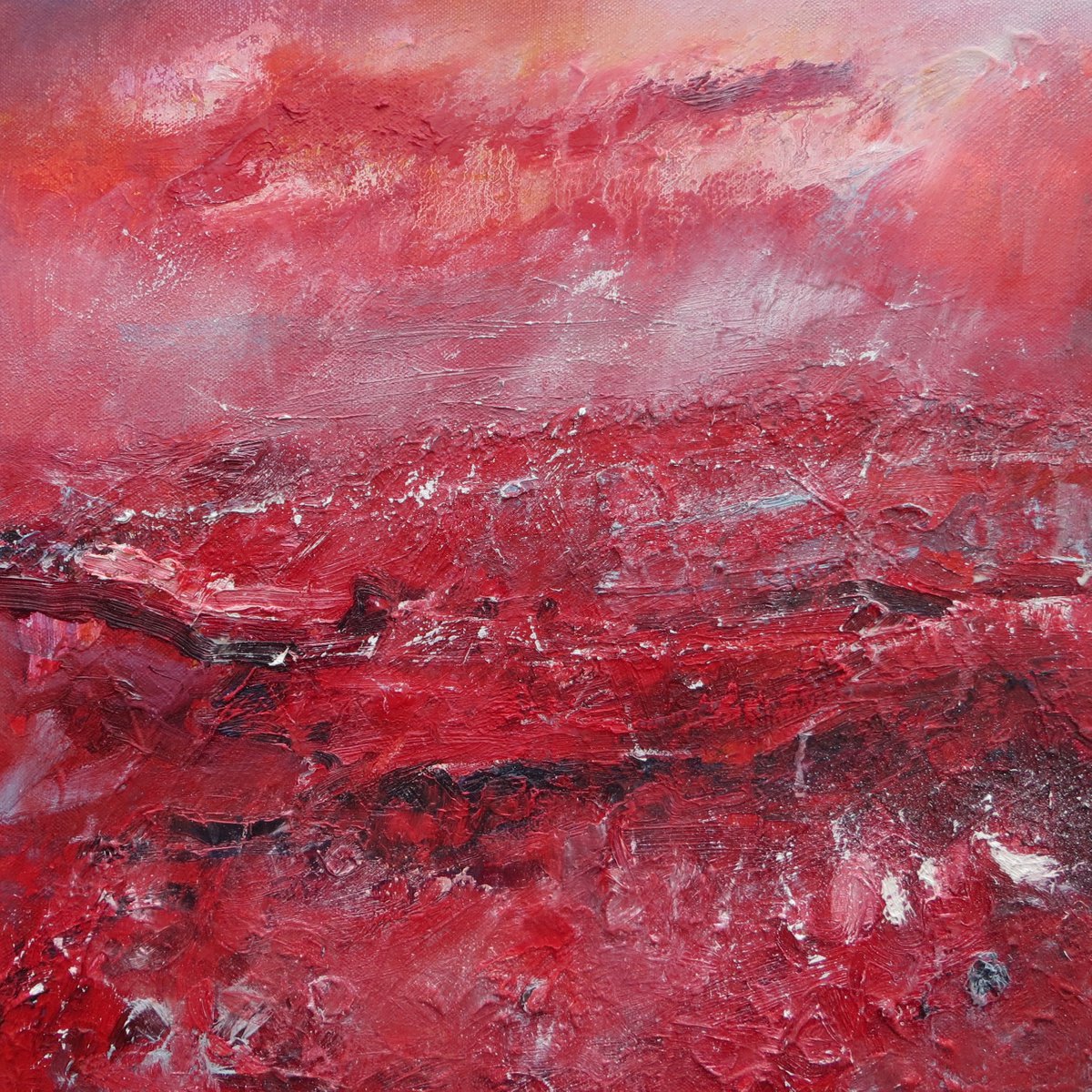 Landscape In Shades Of Red (The Colour Of Extremes) - Original Irish landscape painting in... by Martina Furlong