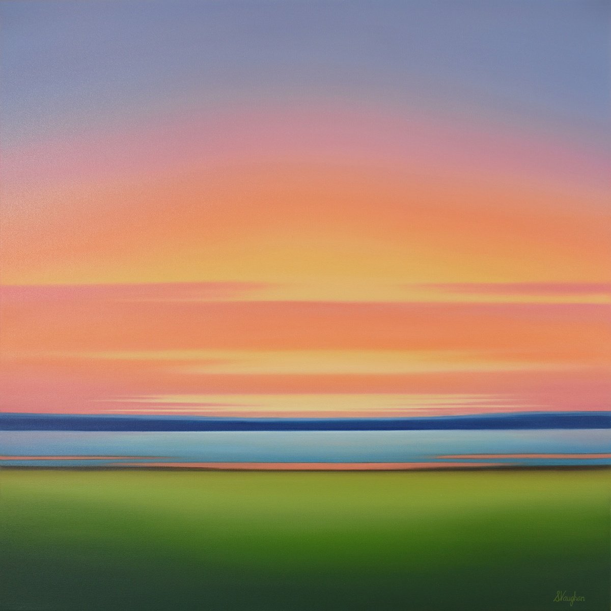 Impressionistic Landscape Oil Painting By Suzanne Vaughan, 30 X 30", Radiant Vista, Original Artwork