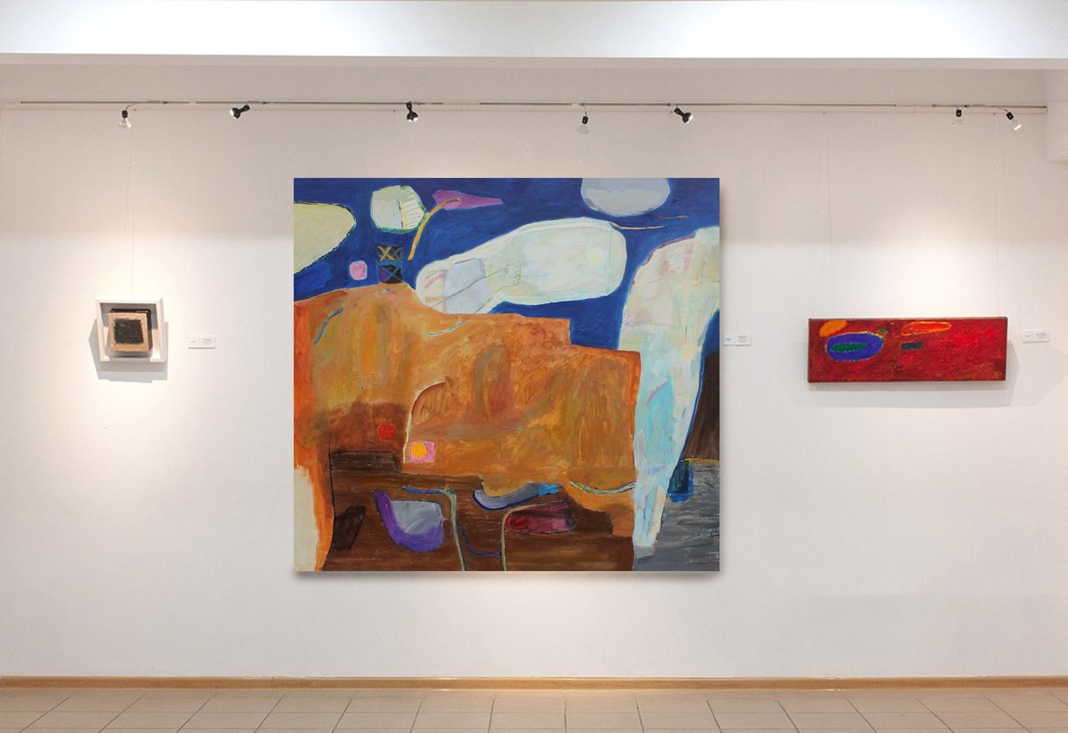 Geometric Abstract Oil Painting By Sergiy Dekalyuk, 81 X 76", Composition 25. Light, Original Artwork