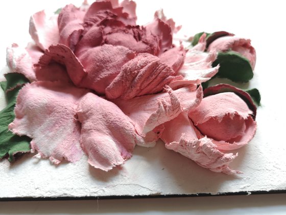 Peonies - 3d painting, 20x20x5 cm depts