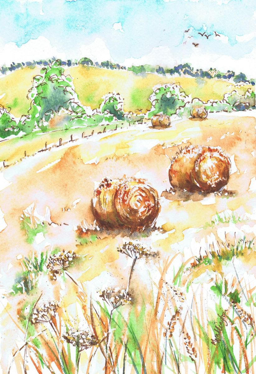 Straw Bales in the Field by Michele Wallington