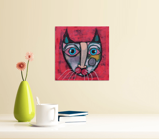Neon pink kitty cat