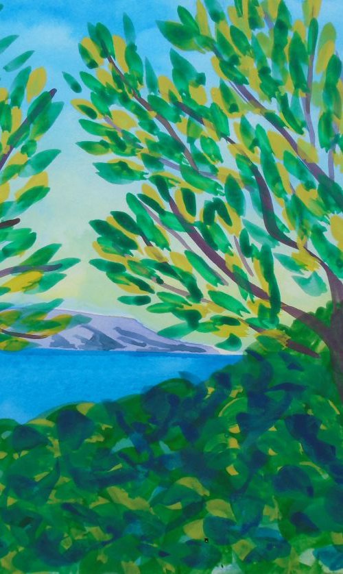 Pine forest and sea view by Kirsty Wain