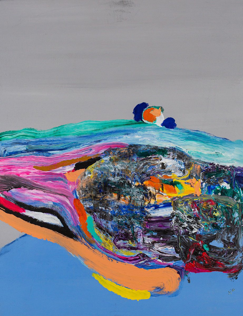 Organic Abstract Acrylic Painting By Bogdan Bianca Ioana, 14 X 18, Untitled 36, Original Artwork