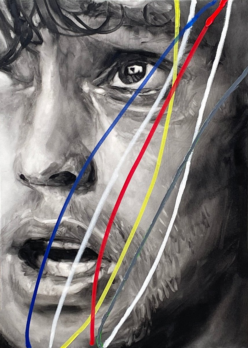 Portrait Oil Painting By Moussin Irjan, 20 X 28", Time, Original Artwork