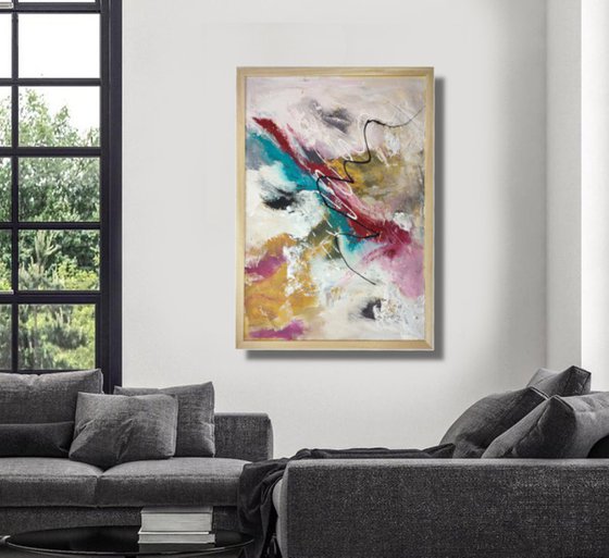 framed paintings for living room/extra large painting/abstract Wall Art/original painting/painting on canvas 100x70-title-c761