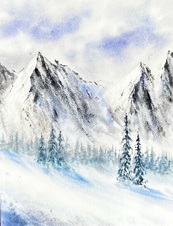 White Snowy Alps in Winter