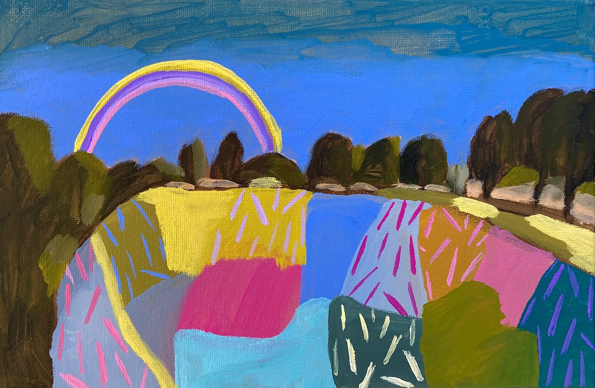 Landscape with rainbow 1. by LENKA STASTNA