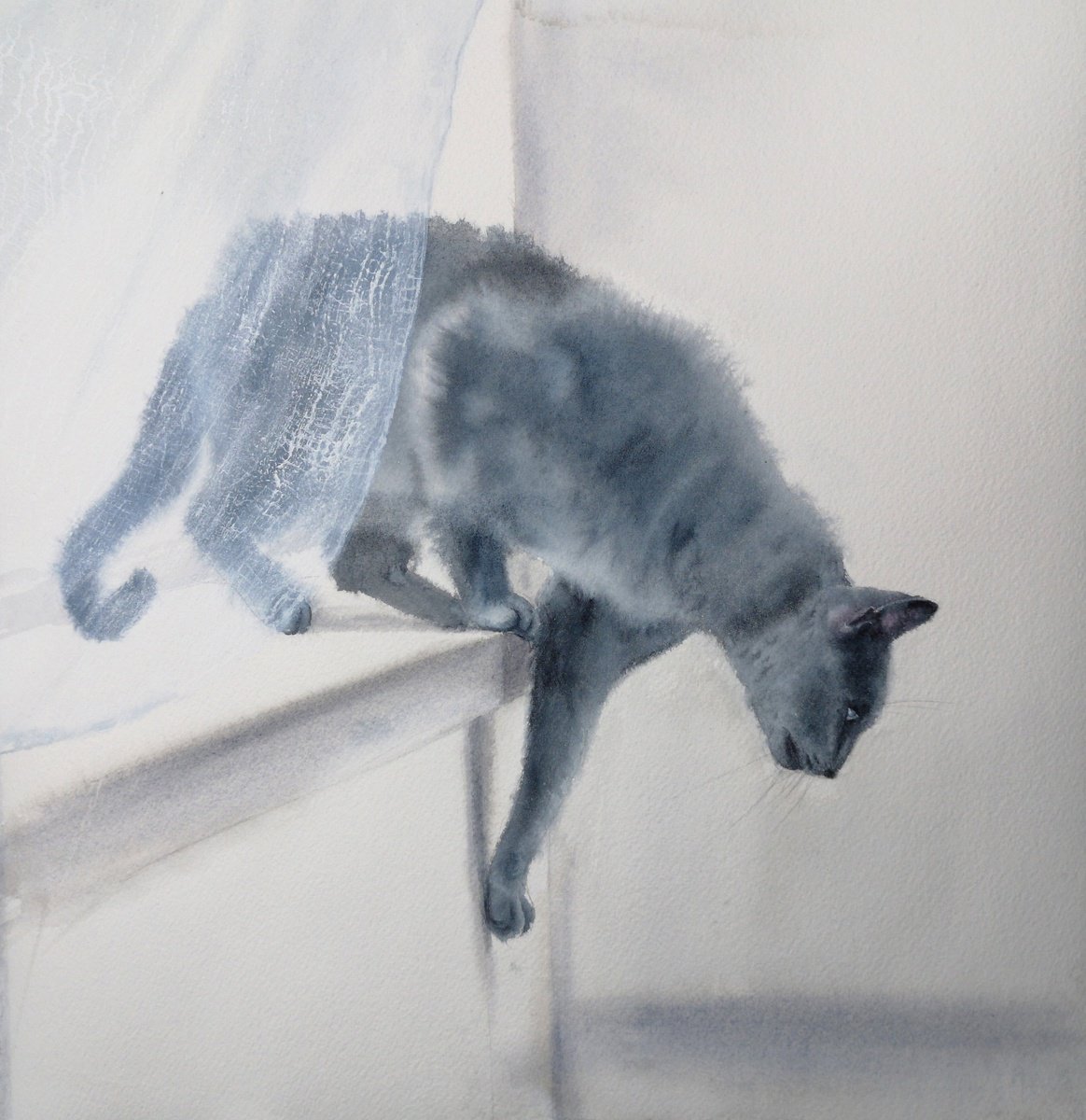 Blue cat - Smoky Cat - Gray Cat Watercolour by Olga Beliaeva ...