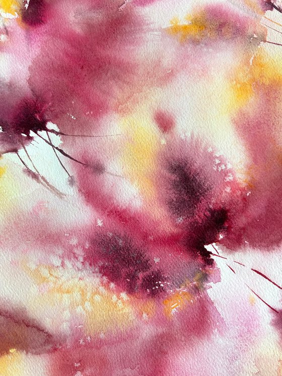 Pink flowers round painting