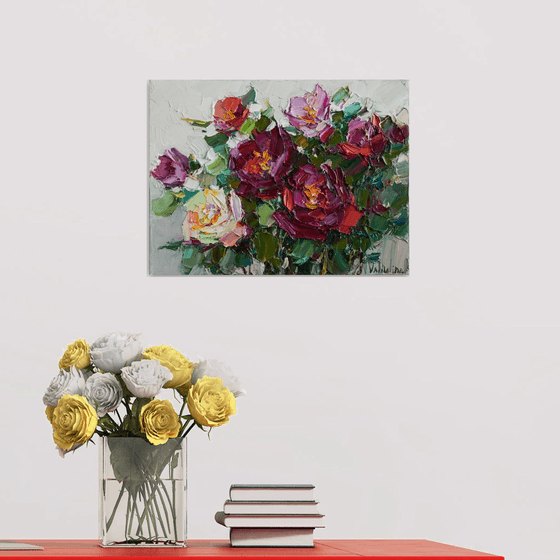 Roses impasto painting - Original oil painting