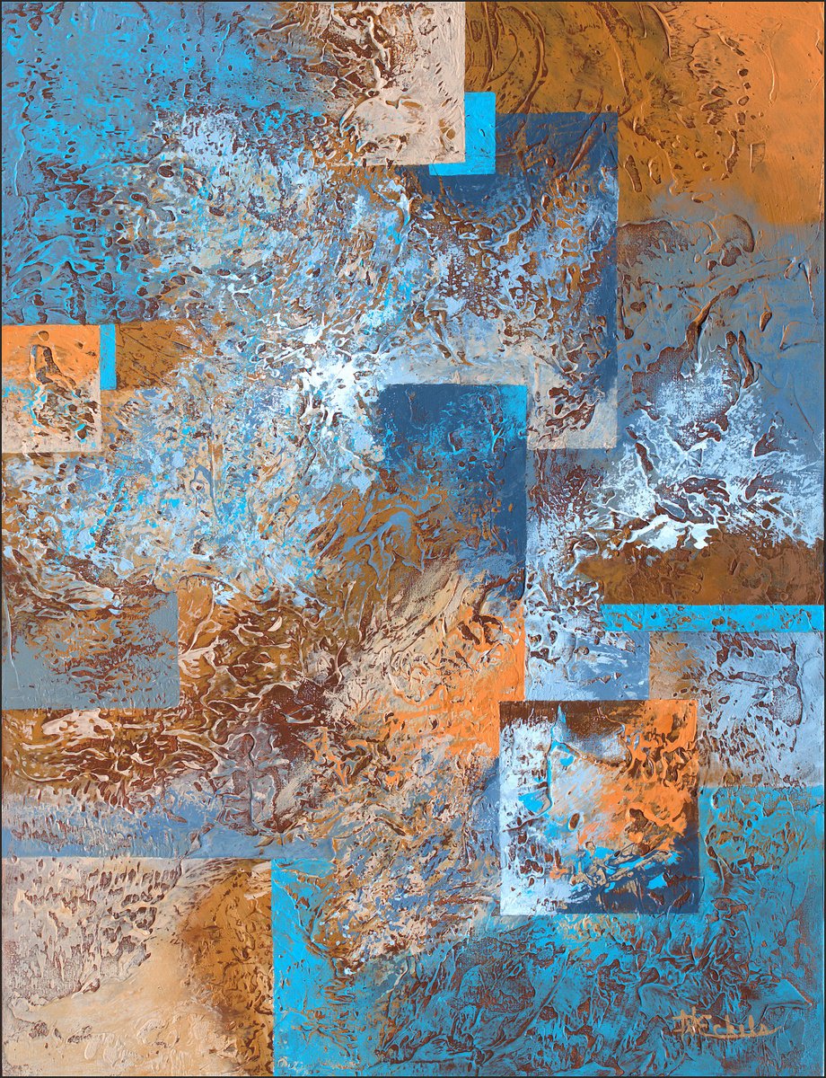 Organic Abstract Acrylic Painting By Nancy Eckels, 36 X 48", Shore Break, Original Artwork