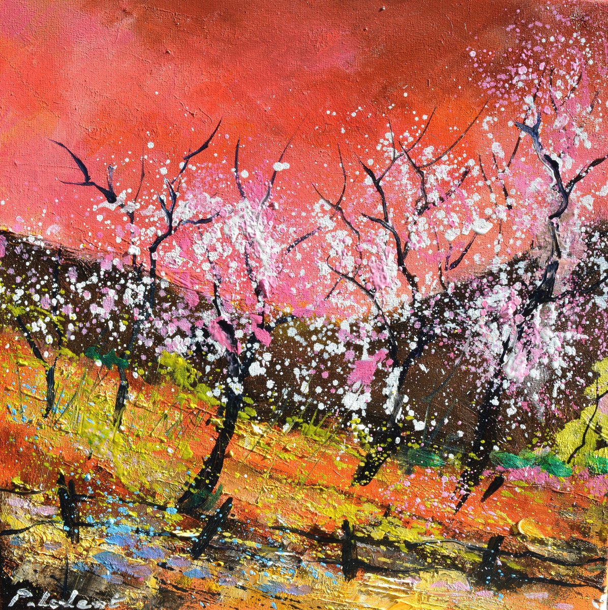 Blooming Spring Trees By Pol Henry Ledent, 16 X 16, Artwork For Sale On Artfinder