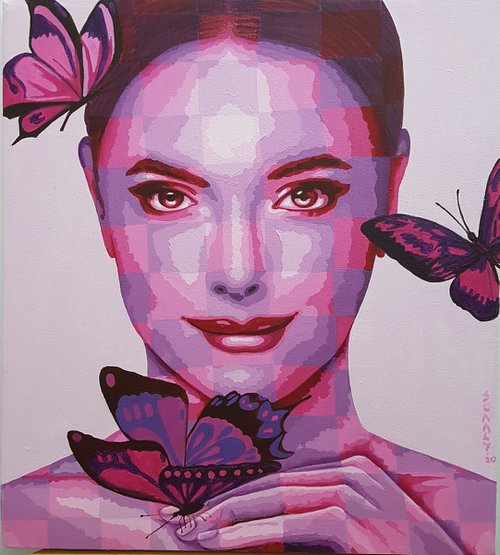 Lady and butterflies by Sonaly Gandhi