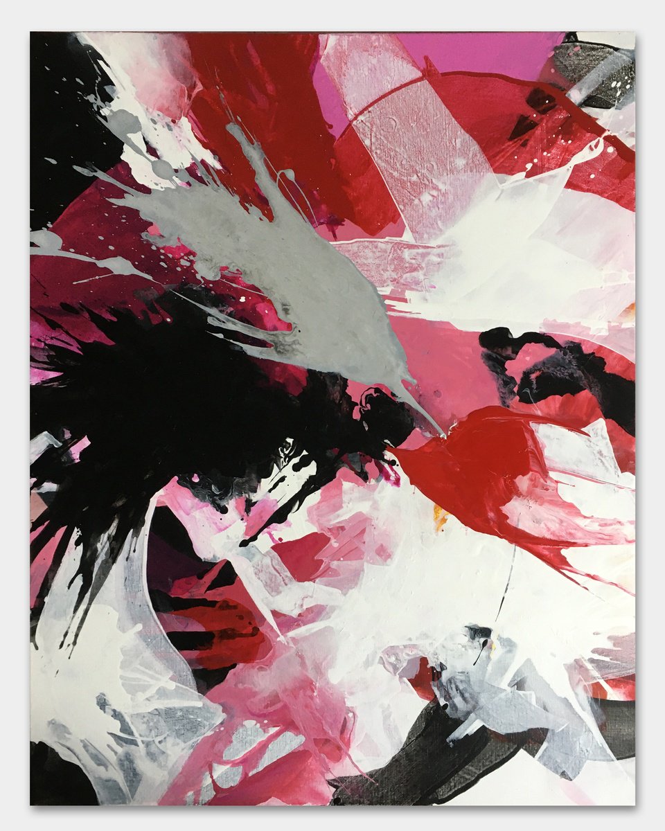 Abstract Acrylic Painting By Ines Khadraoui, 29 X 36, Black Season 1, Original Artwork