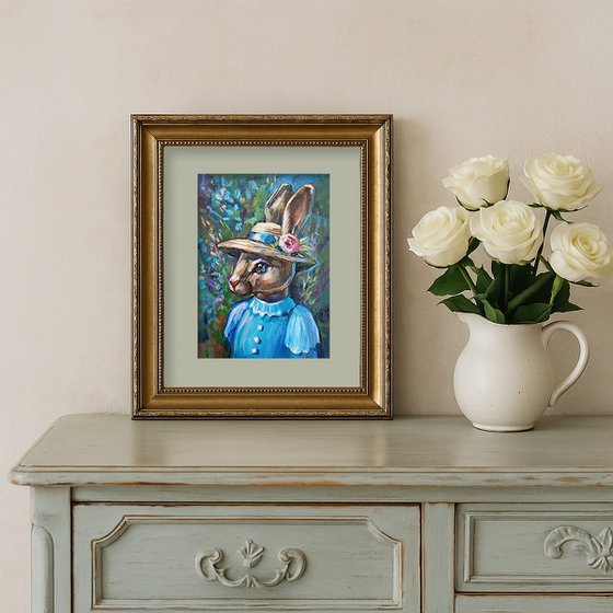 Lady rabbit. Original oil painting