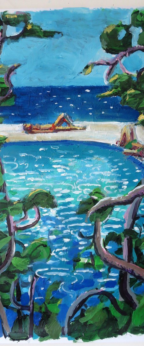 Swimming Pool view through the trees by Stephen Abela