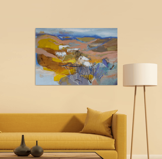 Landscape with flowers, 100x70cm.