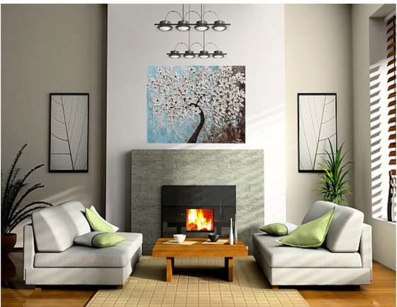White Blossom Tree -Impasto Floral Painting
