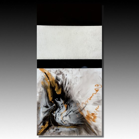 Dance Into Love - XL LARGE;  BLACK, WHITE & GOLD ABSTRACT ART;  RESIN CONTEMPORARY MODERN PAINTING. READY TO HANG!